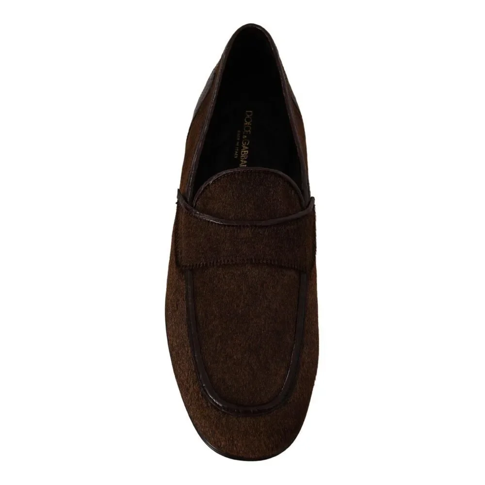 Dolce & Gabbana Elegant Brown Caiman Leather Loafers - Picture 3 of 9